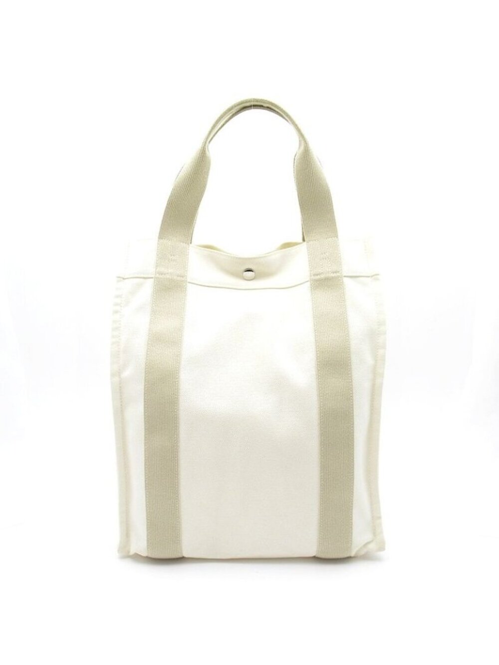 Hermes Sac de Plage Nomade PM Canvas Tote Beige White